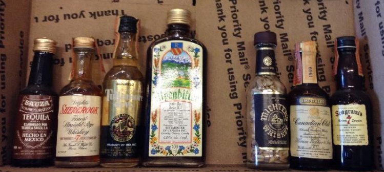 Lot of 7 Miniture Liquor Bottles: Any contents in bottle is Free; You are bidding on the bottle