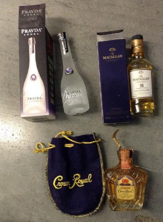 Lot of 3 Bottles of Liquor bottles: Any contents in bottle is Free; You are bidding on the bottle