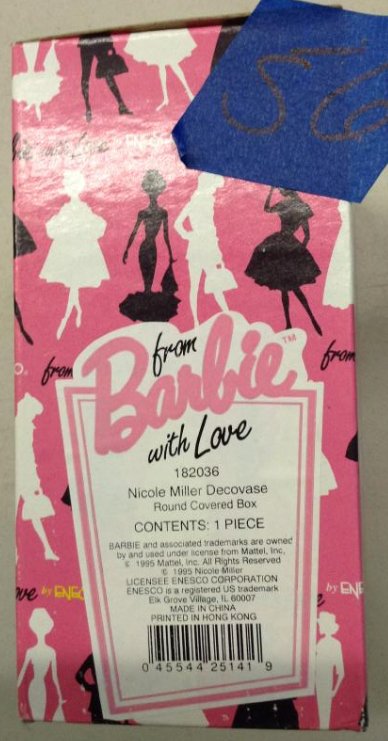 Barbie with Love Nicole Miller Decovase round covered: Barbie with Love Nicole Miller Decovase round covered box
