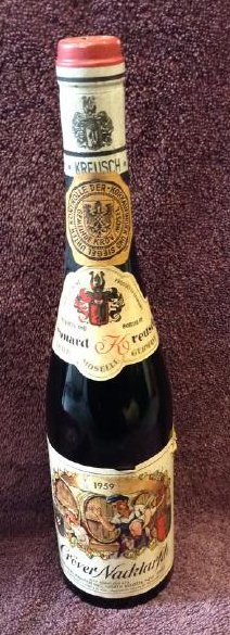 1959 Crover Nacktaryen Moselle Wine Bottle 1 pint 8: Any contents in bottle is Free; You are bidding on the bottle