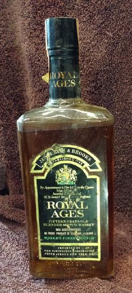Juster & Brookes Royal Ages Scotch Whiskey 4/5 quart: Any contents in bottle is Free; You are bidding on the bottle