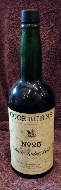 Cockburn's Dark Rubyport 25/32 quart: Any contents in bottle is Free; You are bidding on the bottle