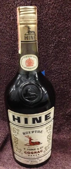 Hine Sceptre: Cognac 4/5 quart: Any contents in bottle is Free; You are bidding on the bottle