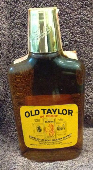 Old Taylor Kentucky Straight Bourbon Whiskey half pint: Any contents in bottle is Free; You are bidding on the bottle