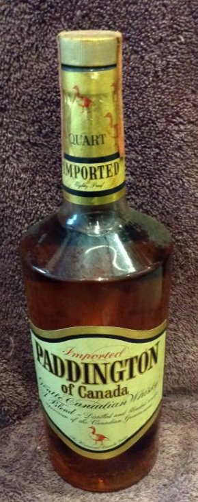 Paddington of Canada Gentle Canadian Whiskey one quart: Any contents in bottle is Free; You are bidding on the bottle