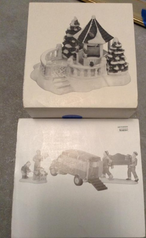 Lot of 2 Snow Village figures moving day and village (1 of 1)