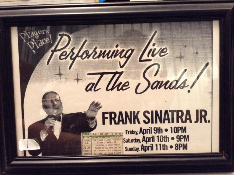 Performing Live at the Sands Frnak Sinatra Jr. poster: Performing Live at the Sands Frnak Sinatra Jr. poster and ticket