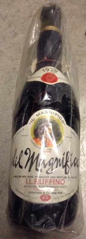 Iel Magnifico I.L. Ruffino 1972 1 pint 8 fl ozs: Any contents in bottle is Free; You are bidding on the bottle
