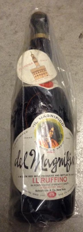 Iel Magnifico I.L. Ruffino 1972 1 pint 8 fl ozs: Any contents in bottle is Free; You are bidding on the bottle