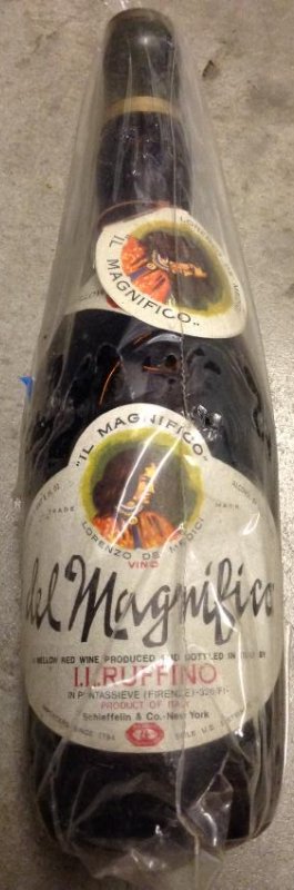 Iel Magnifico I.L. Ruffino 1972 1 pint 8 fl ozs: Any contents in bottle is Free; You are bidding on the bottle