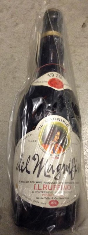 Iel Magnifico I.L. Ruffino 1972 1 pint 8 fl ozs: Any contents in bottle is Free; You are bidding on the bottle