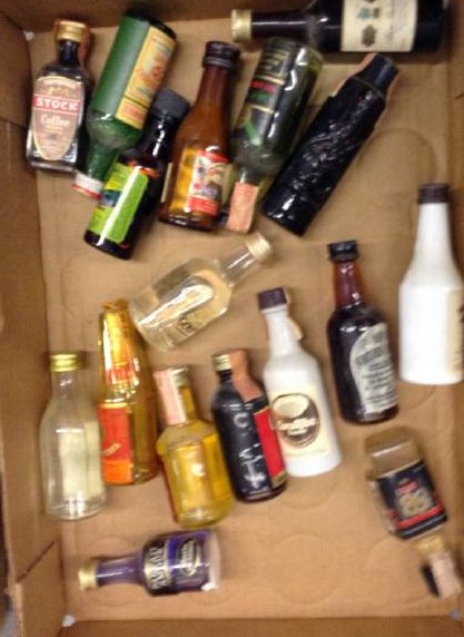 Vintage Mini Liquor Bottles tax stamps: Any contents in bottle is Free; You are bidding on the bottle