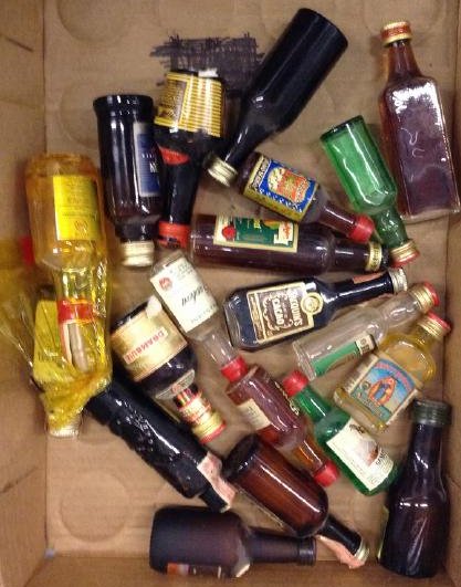 Vintage Mini Liquor Bottles tax stamps: Any contents in bottle is Free; You are bidding on the bottle