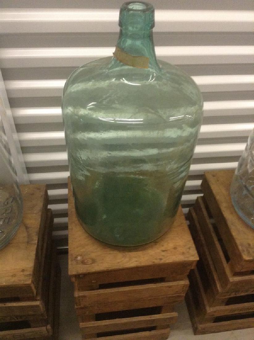 5 Gal. Spring water Bottle 1940's: Green with Wood Crate Blue Tint