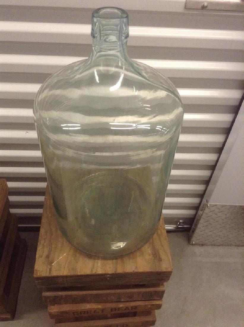 5 Gallon water jug 1929 no name blue tint with crate: 5 Gallon water jug 1929 no name blue tint with crate