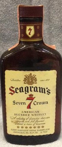 Seagram's Whiskey 1/2 pint: Any contents in bottle is Free; You are bidding on the bottle & unbroken tax stamp