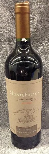 2011 Monte Falcon Cabernet Sauvignon: Any contents in bottle is Free; You are bidding on the bottle & unbroken tax stamp