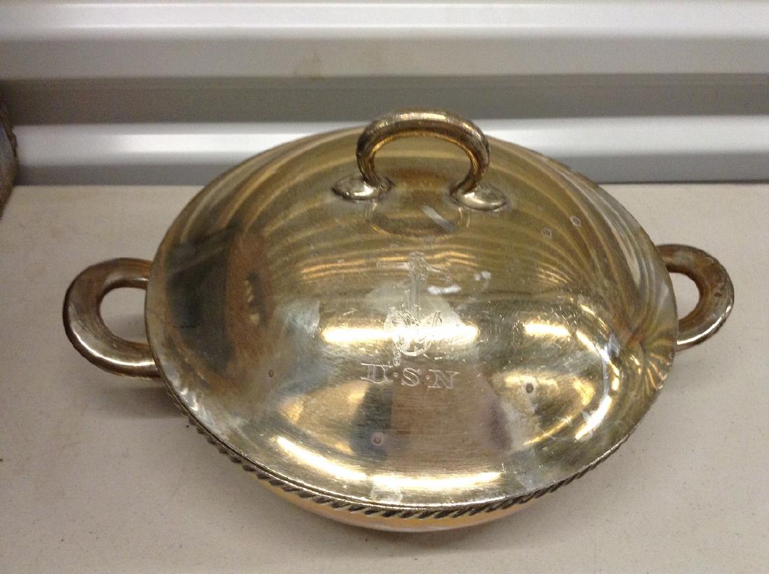 US Navy 8" Covered Silver plate Dish (1 of 1)