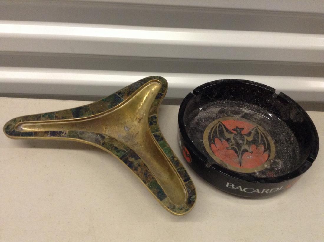 Vintage 1940's Brass & Enamel Ashtray Bacardi Rum: Vintage 1940's Brass & Enamel Ashtray Bacardi Rum Ashtray