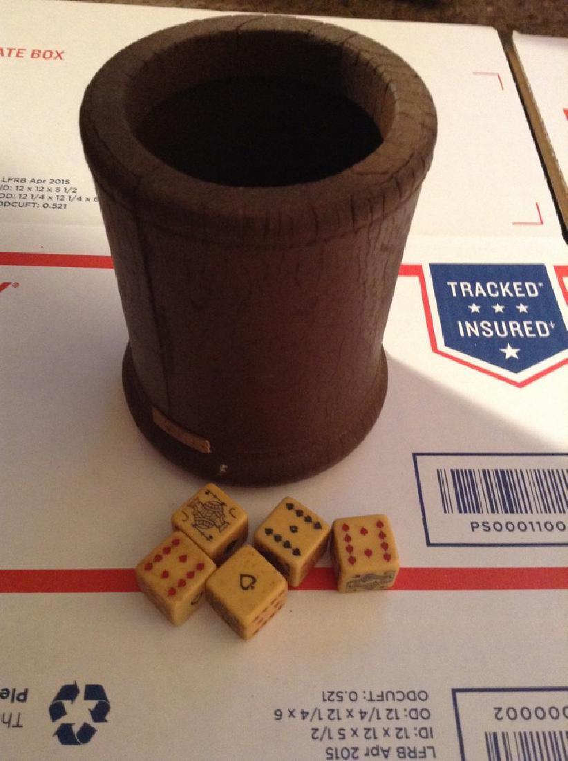 Vintage Bone carved Dice with Shacker: Vintage Bone carved Dice with Shacker