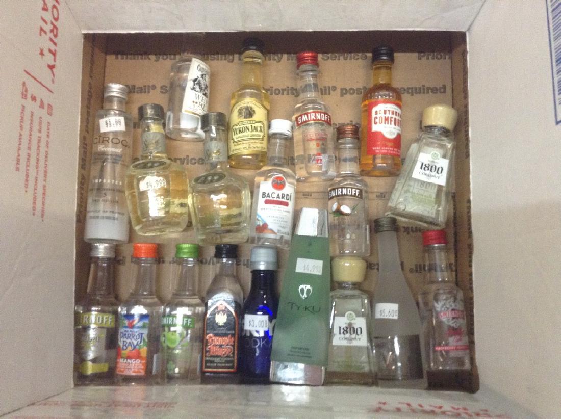 Lot of mini Liquor Bottles: Any contents in bottle is Free; You are bidding on the bottle & unbroken tax stamp