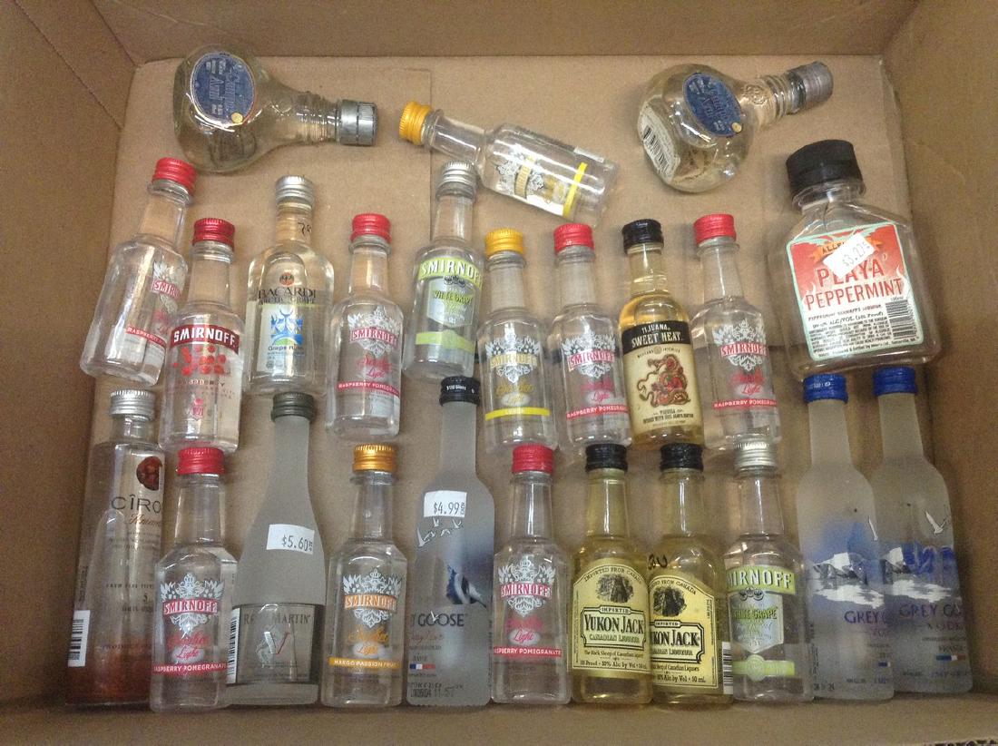 Lot of mini Liquor Bottles: Any contents in bottle is Free; You are bidding on the bottle & unbroken tax stamp