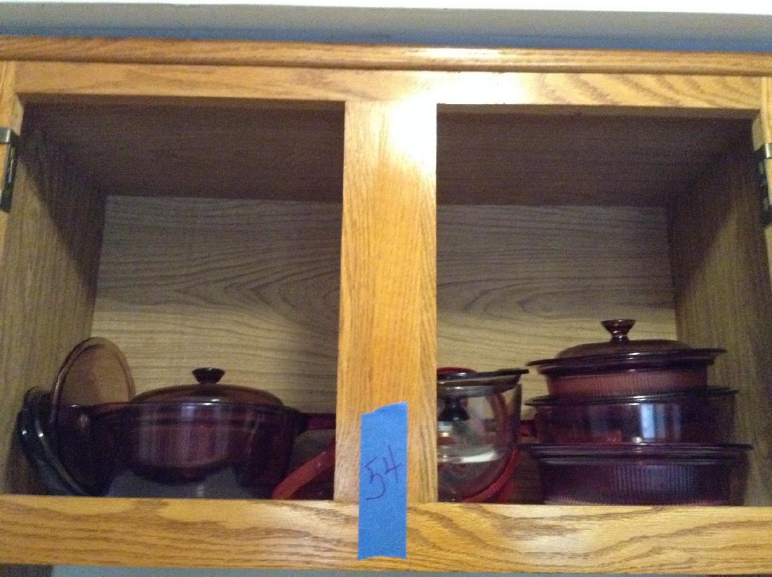 contents of cabinet over stove - Pyrex: contents of cabinet over stove - Pyrex