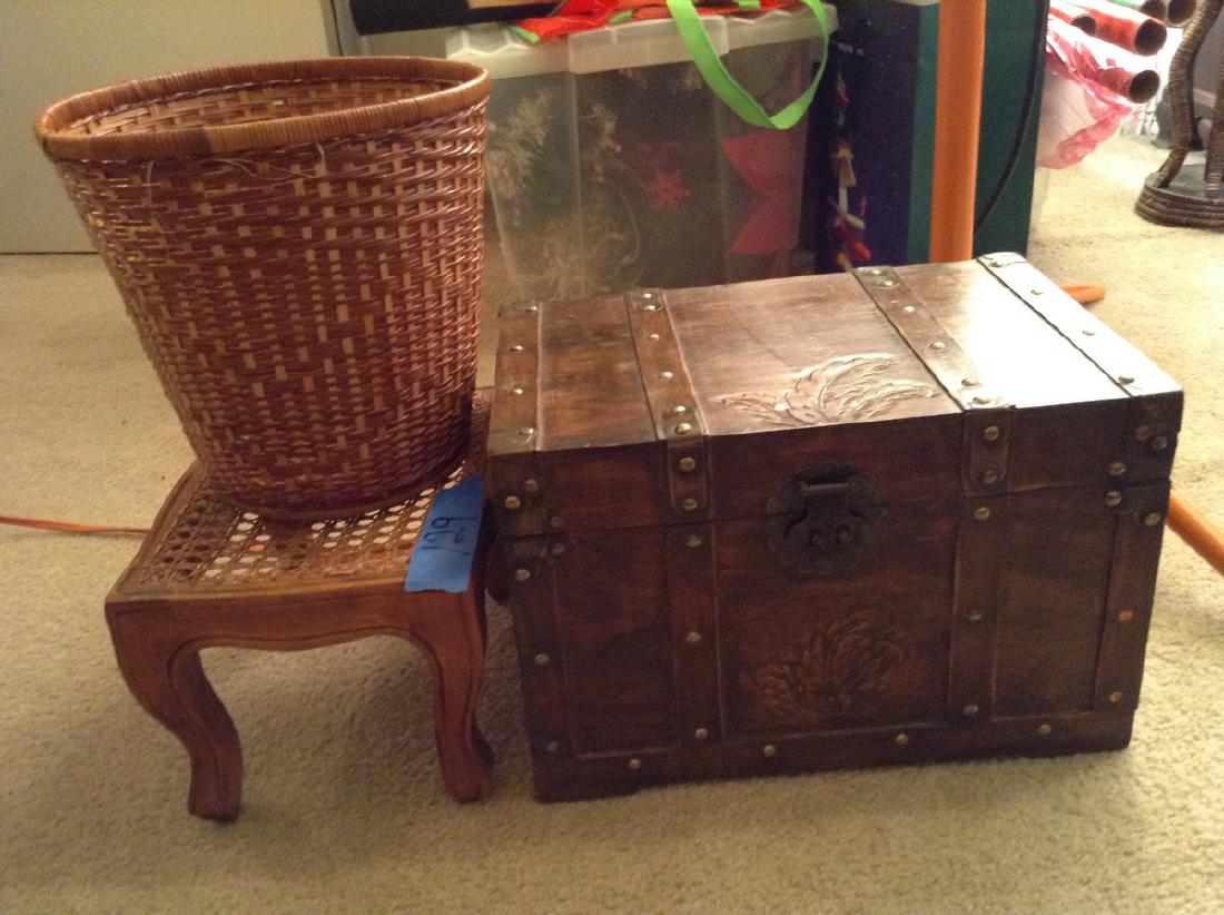 Wood Box - Wooden Footstool & Garbage Can: Wood Box - Wooden Footstool & Garbage Can