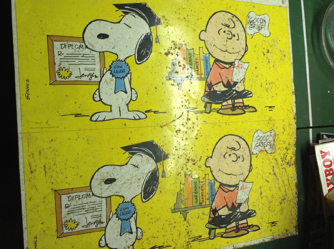Snoopy Charlie Brown tin Sign 1969 Approx 28 1/2 X 30: Snoopy Charlie Brown tin Sign 1969 Approx 28 1/2 X 30