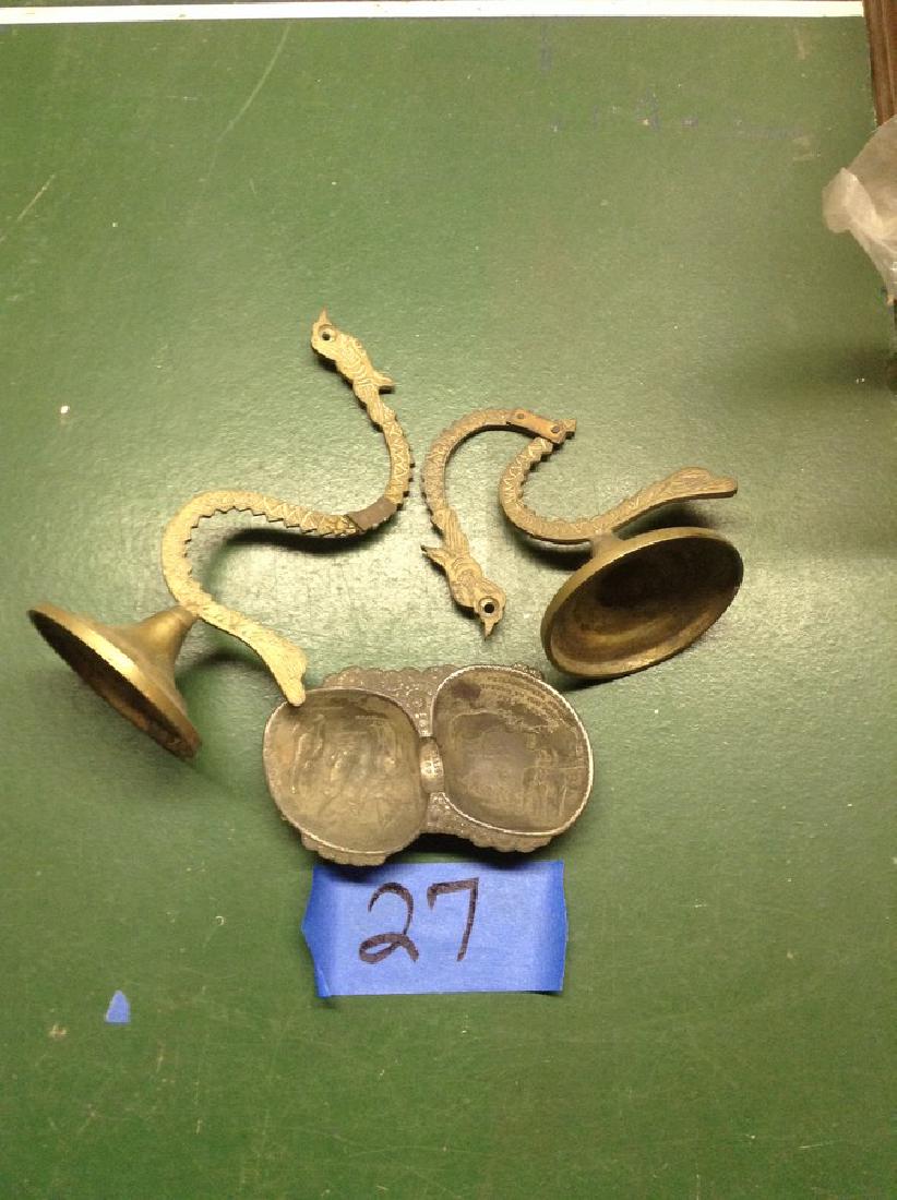 Vintage Brass Dragon Set & Ashtray (1 of 1)