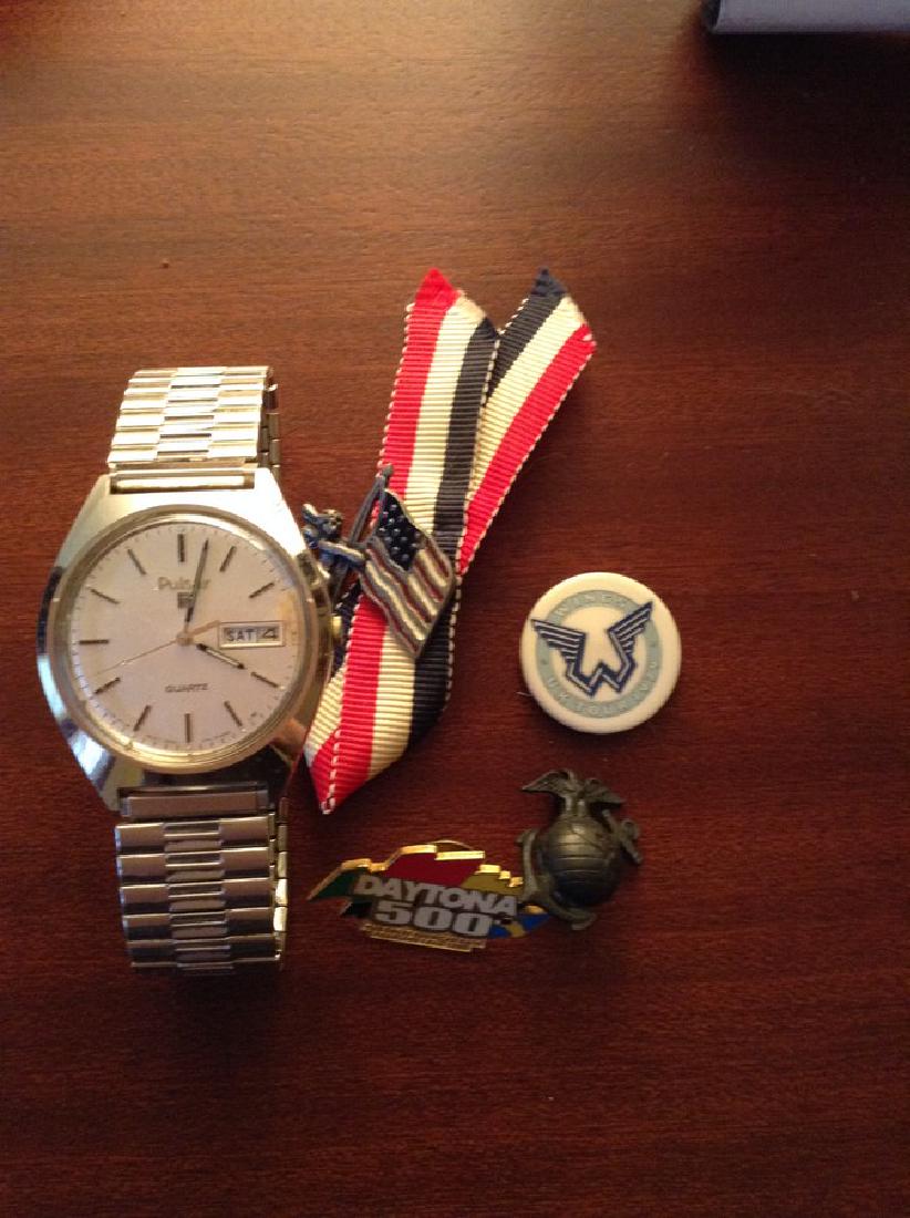 Pulsar Mens watch and miltary pins: Pulsar Mens watch and miltary pins