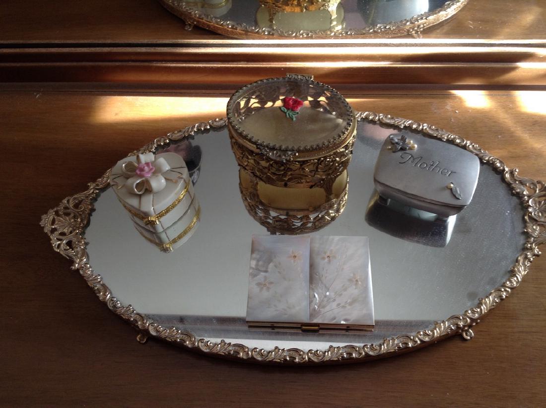 In Layed cigarette Case, Trinket boxes; Dresser Mirror (1 of 1)