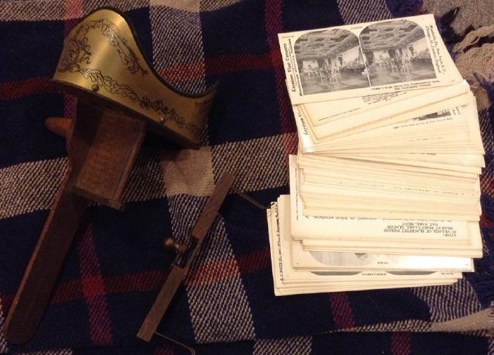 Holmes Stereo Scope with Many Cards: Holmes Stereo Scope with Many Cards