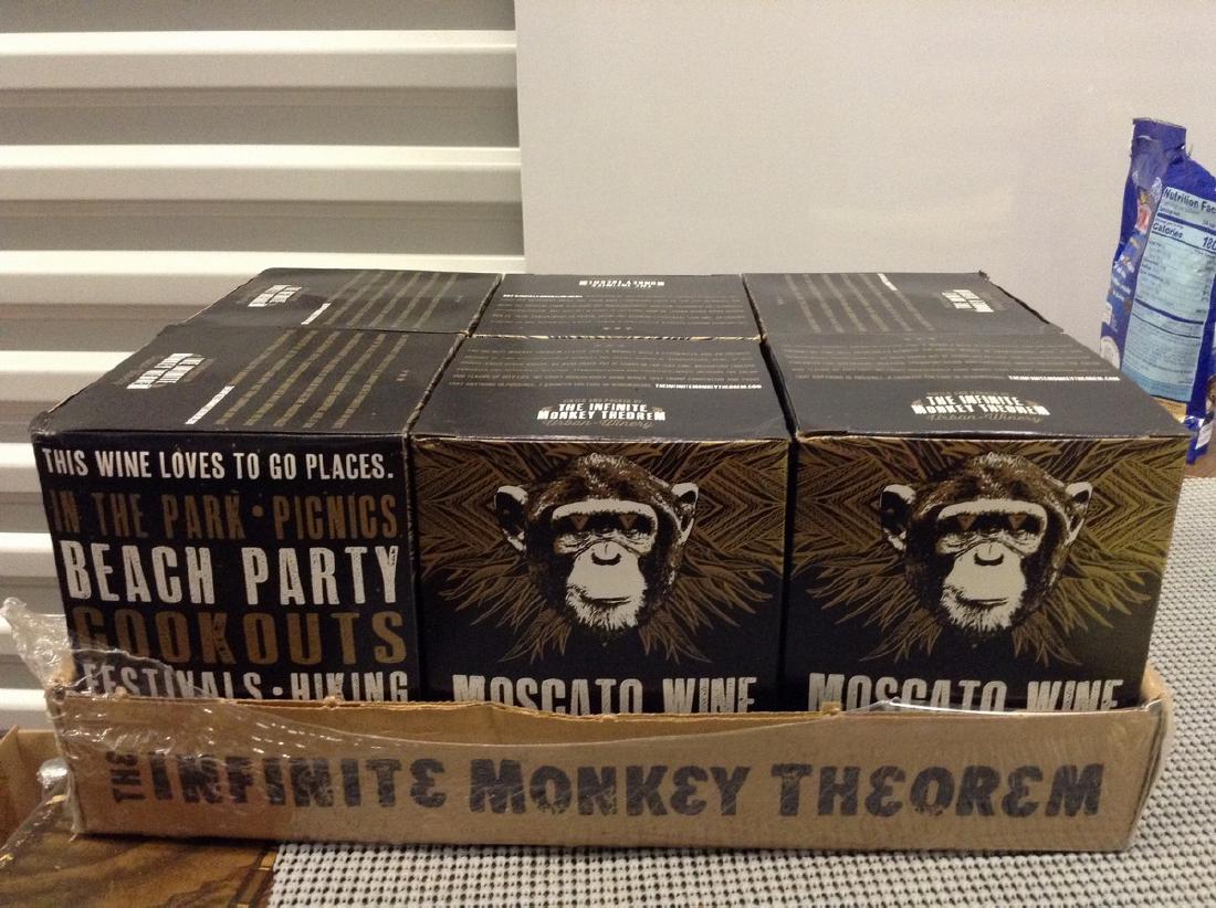 Moscato Wine - Lot of 6 boxes - each box 4 cans: Any contents in bottle is Free; You are bidding on the bottle & unbroken tax stamp