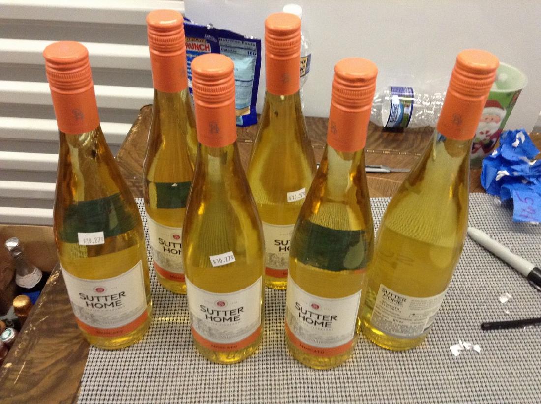 Sutterhome - Moscato - Lot of 6 bottles: Any contents in bottle is Free; You are bidding on the bottle & unbroken tax stamp
