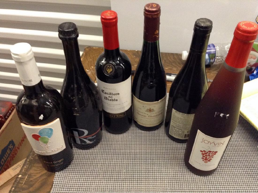 6 mixed bottles of wine: Any contents in bottle is Free; You are bidding on the bottle & unbroken tax stamp