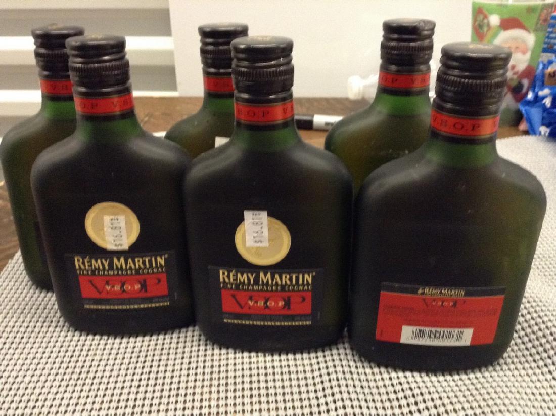 Remy Martin VSOP- lot of 6 bottles: Any contents in bottle is Free; You are bidding on the bottle & unbroken tax stamp