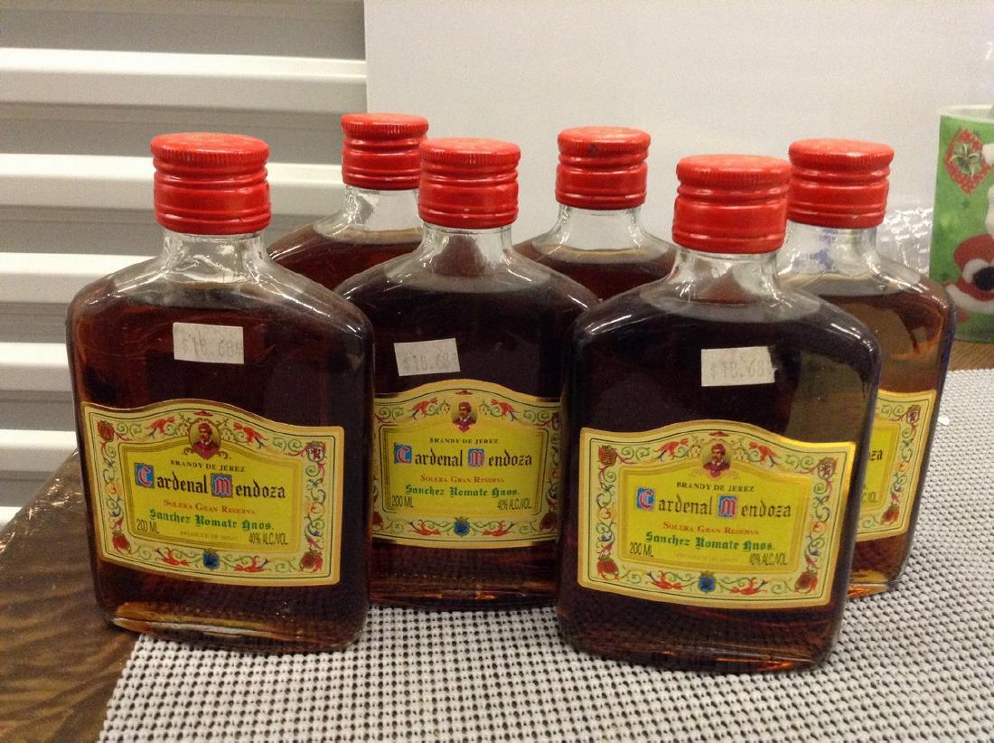 Cardenal Mendoza Lot of 6 Bottles: Any contents in bottle is Free; You are bidding on the bottle & unbroken tax stamp