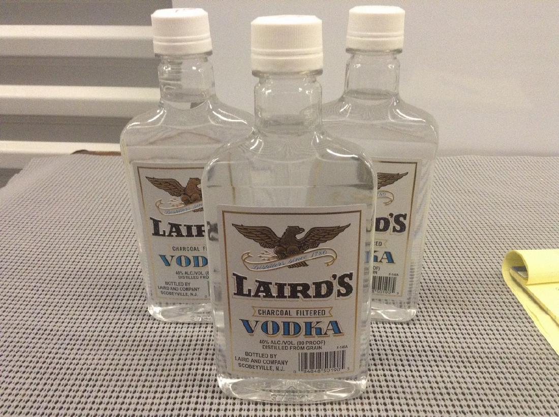 Laird's Vodka Lot of 3 Bottles: Any contents in bottle is Free; You are bidding on the bottle & unbroken tax stamp