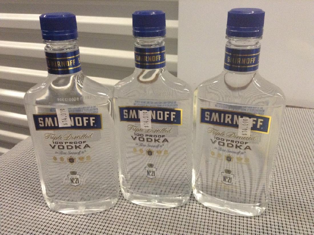 Lot of 3 Bottles of Smirnoff Vodka (1 of 1)