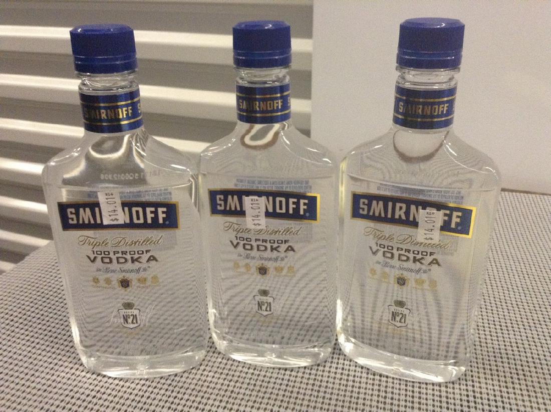 Lot of 3 Bottles of Smirnoff Vodka (1 of 1)
