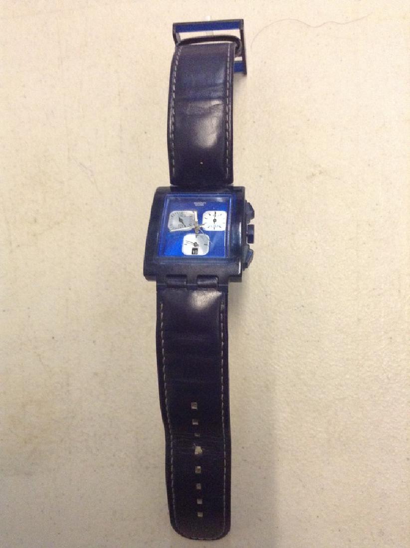 Swatch Watch - Square Blue face leather Band: Swatch Watch - Square Blue face leather Band