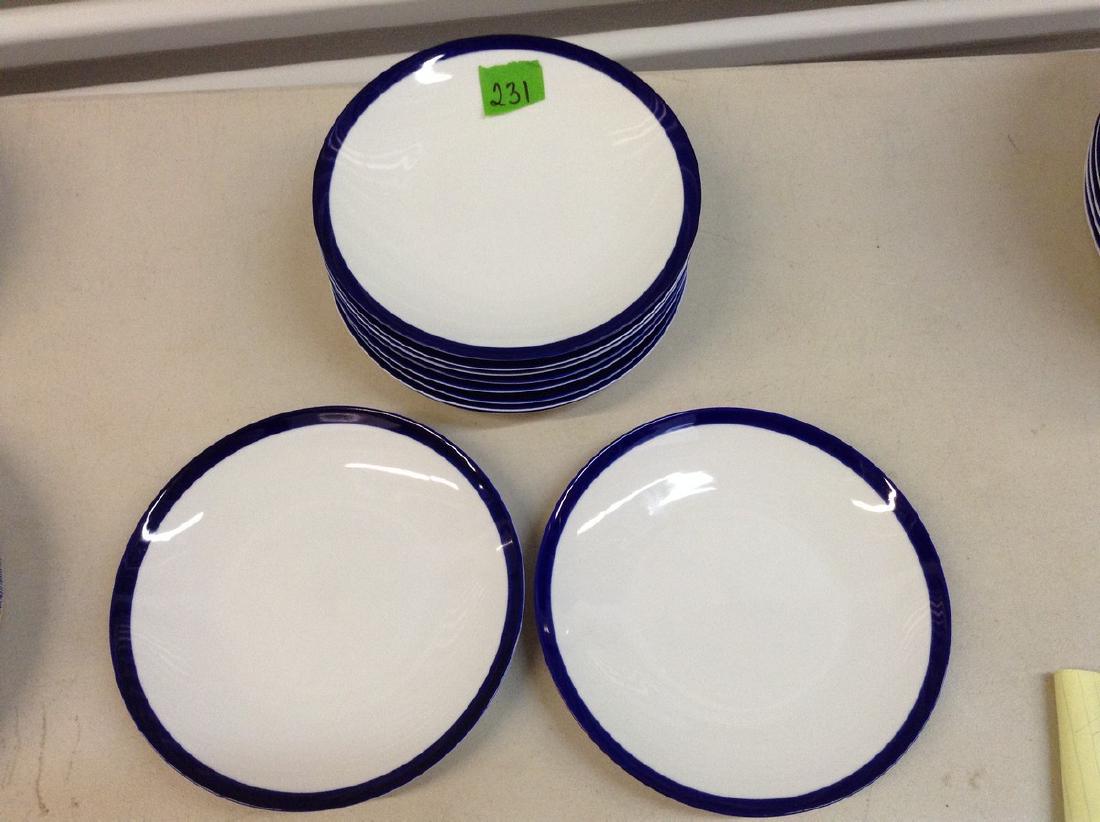 Crate & Barrel 10 Salad plates Blue w/white: Crate & Barrel 10 Salad plates Blue w/white