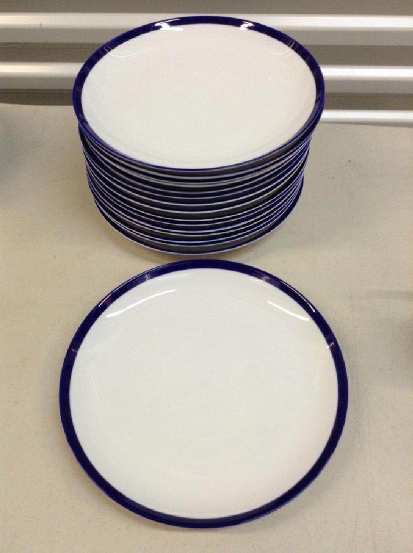 Crate & Barrel 16 Dinner Plates Blue/w white (1 of 1)
