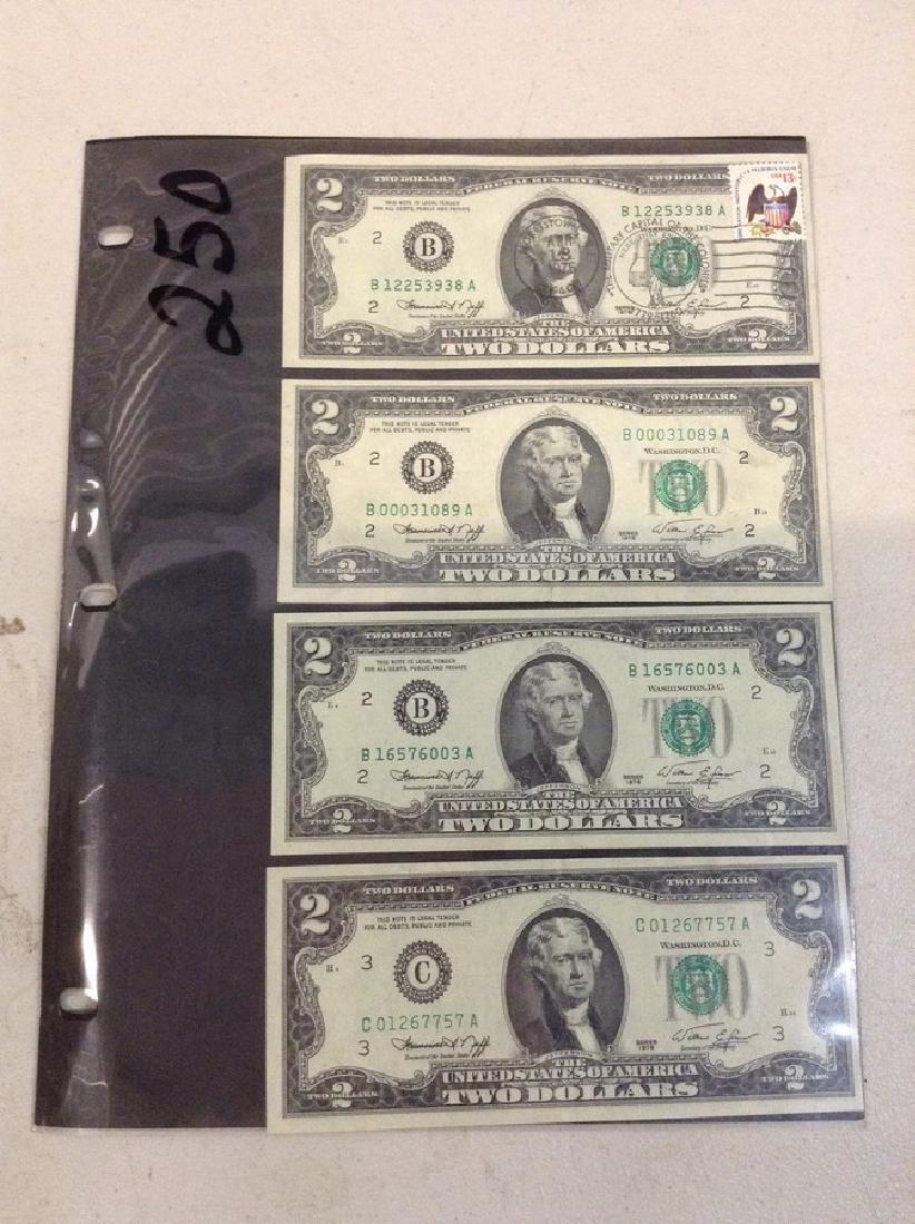 4 $2.00 Two Dollar Bills and stamp (1 of 1)