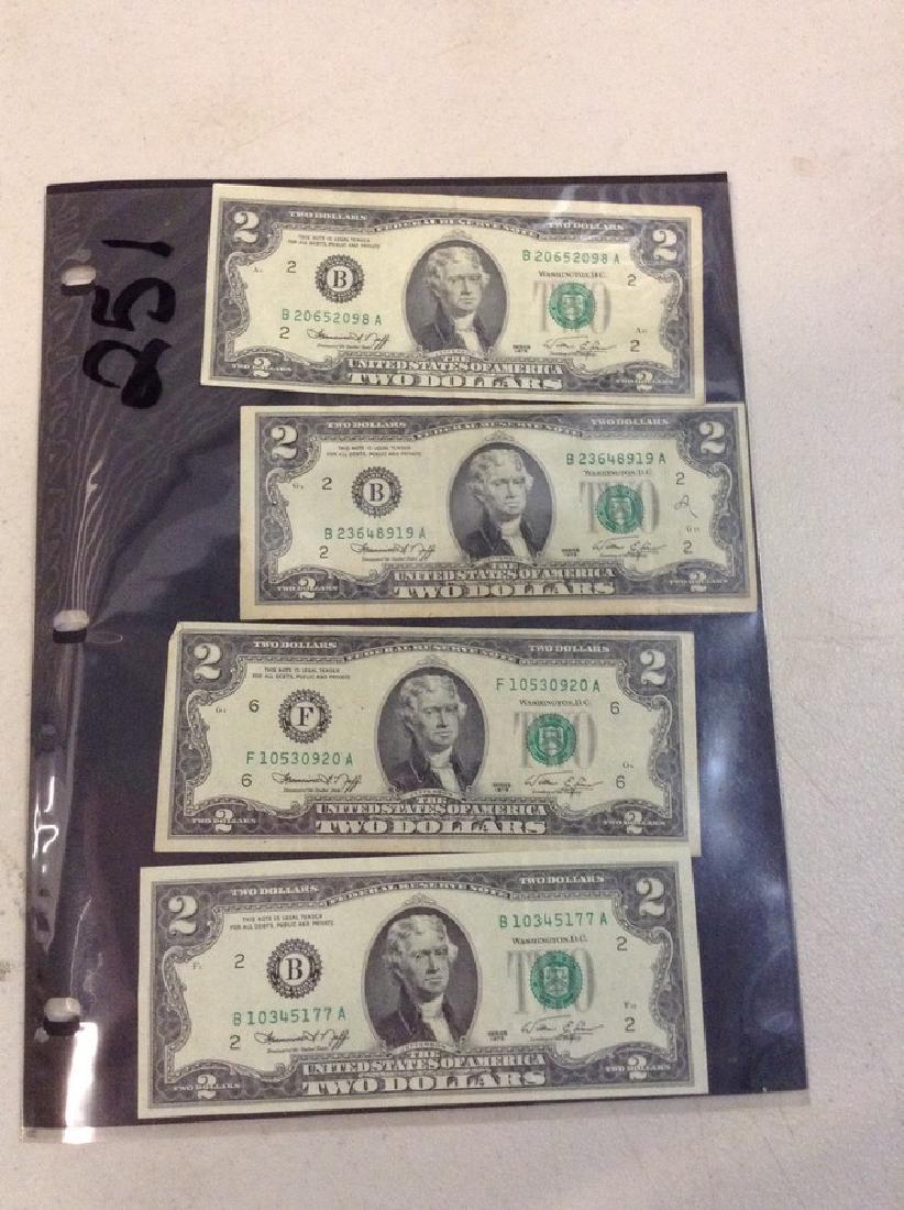 4 $2.00 Two Dollar Bills (1 of 1)