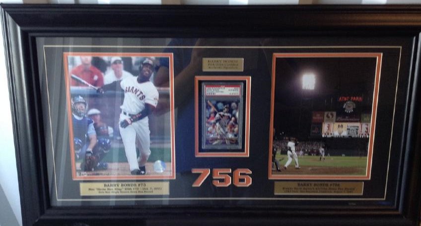 Framed Barry Bonds Graded Card 756 Home Run 32 x 18 (1 of 1)