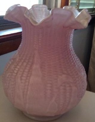 Purple/ Pink Corn Satin Glass Vase: Purple/ Pink Corn Satin Glass Vase