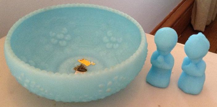 Blue Fenton Bowl & Boy & Girl (1 of 1)