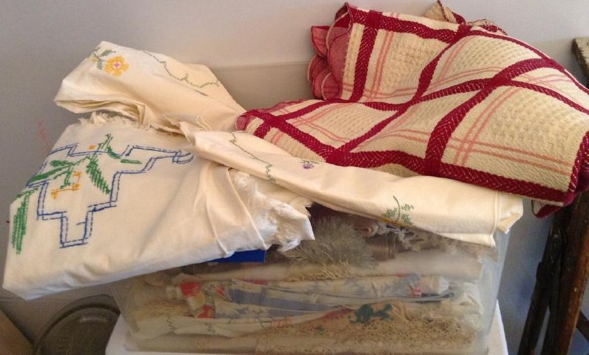 Tub of hand embroided Tableclothes & More: Tub of hand embroided Tableclothes & More